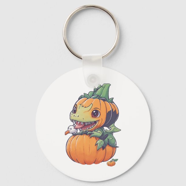 crazy pumpkin trying to eat spooky  key ring (Front)