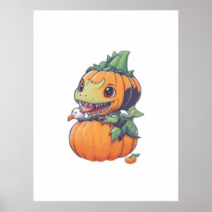 crazy pumpkin trying to eat spooky poster