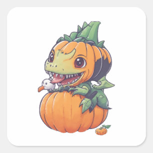 crazy pumpkin trying to eat spooky  square sticker