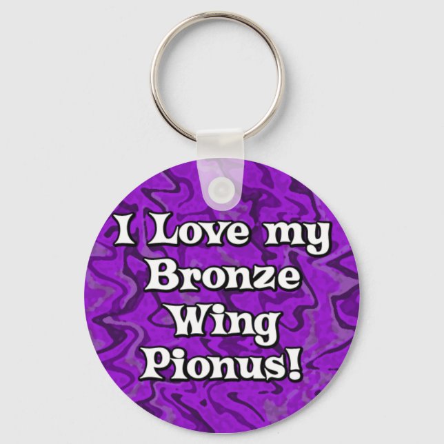 Crazy Purple Bronze Wing Pionus Keychain (Front)