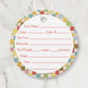 CRAZY QUILT 2" Round Yarn Tags
