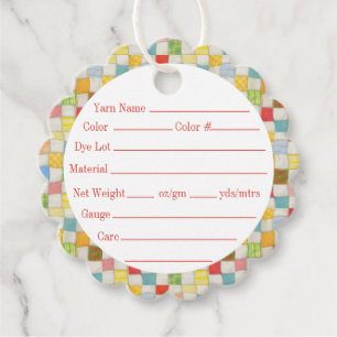 CRAZY QUILT 2" Scalloped Round Yarn Tags