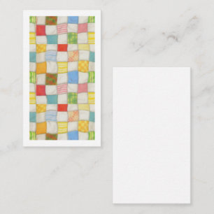 CRAZY QUILT 3.5x2 Flat Card / White / Vertical