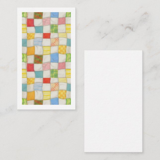 CRAZY QUILT 3.5x2 Flat Card / White / Vertical (Front/Back)