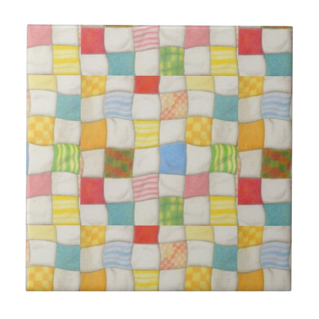 CRAZY QUILT 4.25" Square Ceramic Tile (Front)