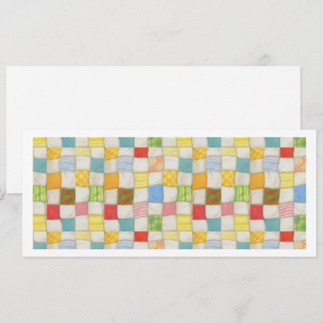 CRAZY QUILT 4x9.25 Flat Card / White / Horizontal (Front/Back)