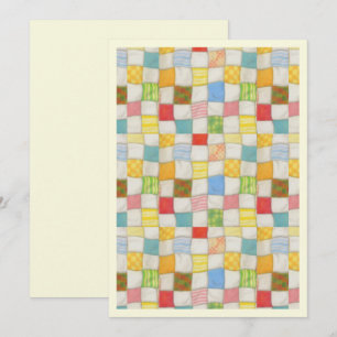 CRAZY QUILT 5x7 Flat Card / Cream / Vertical
