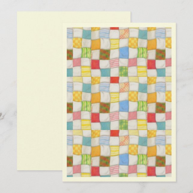 CRAZY QUILT 5x7 Flat Card / Cream / Vertical (Front/Back)