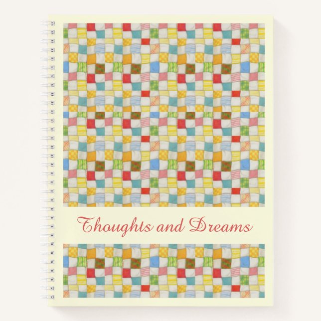 CRAZY QUILT 8.5x11 Notebook + Text Yellow (Front)