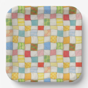 CRAZY QUILT 9" Square Paper Plates