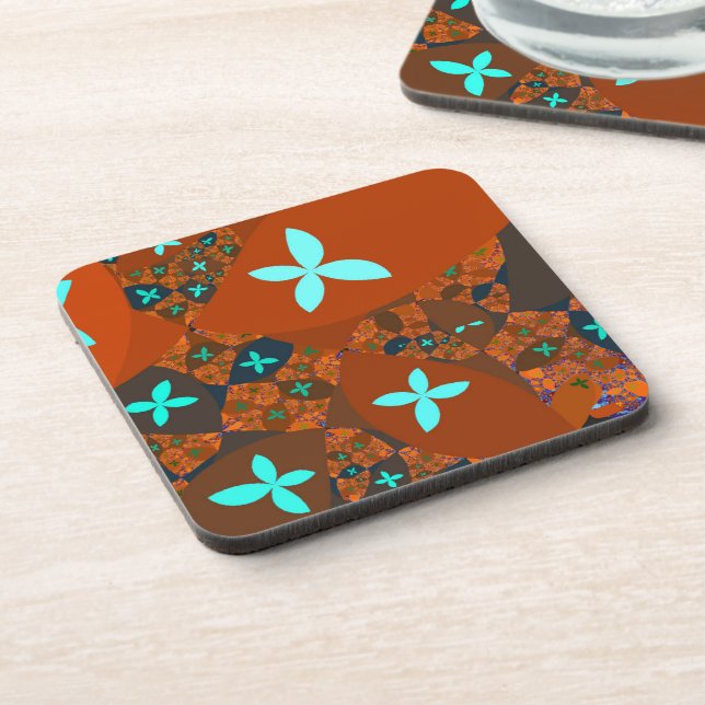 Crazy Quilt Abstract Fractal Design Coaster (Left Side)