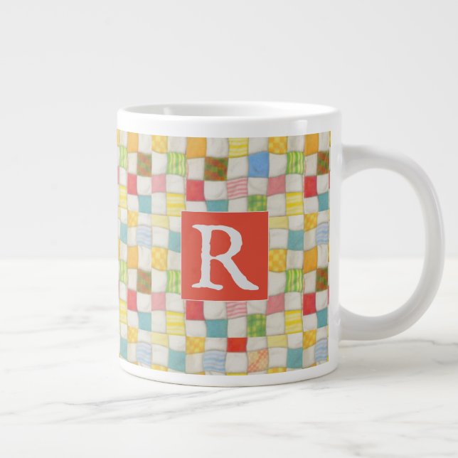 CRAZY QUILT Big Mug + Text / Red (Right)