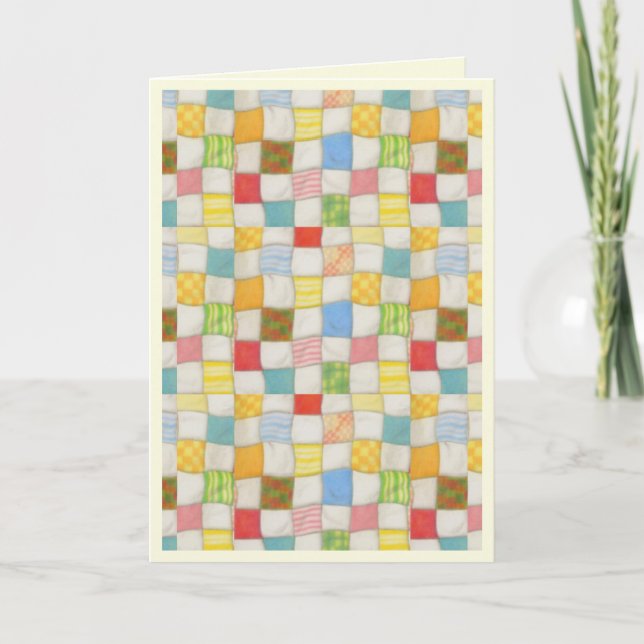CRAZY QUILT Birthday Card / Cream (Front)