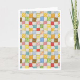 CRAZY QUILT Birthday Card / White