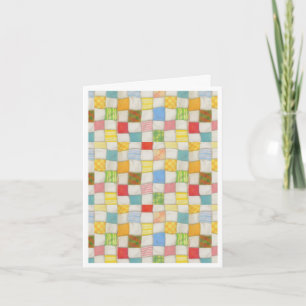 CRAZY QUILT Birthday Note Card / White