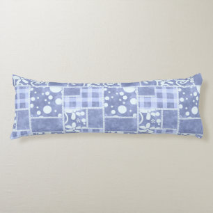 Crazy Quilt Blue Gingham Floral Personalised Body Cushion