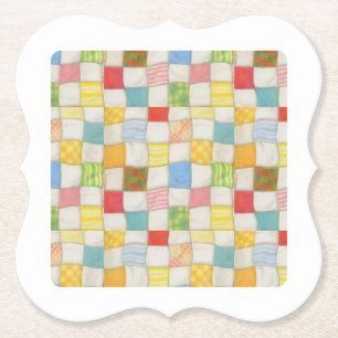 CRAZY QUILT Bracket Paper Coasters - White