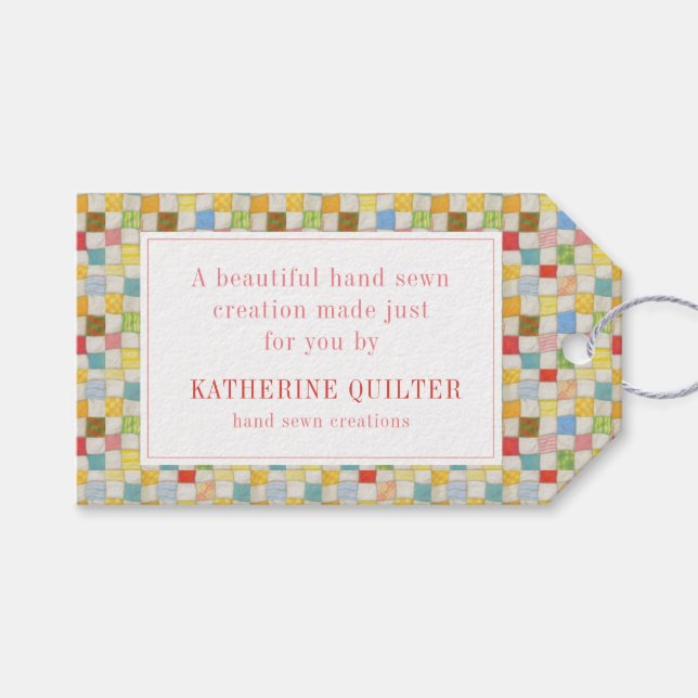CRAZY QUILT Business Gift Tags (Front (Horizontal))
