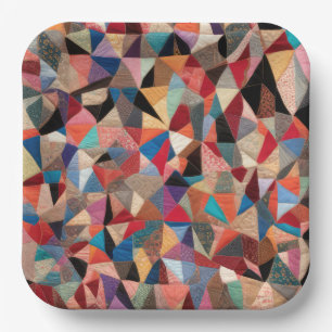 Crazy Quilt Design Paper Plate