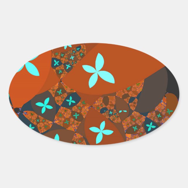 Crazy Quilt - FRACTAL ABSTRACT DESIGN Oval Sticker (Front)