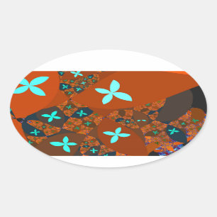 Crazy Quilt - FRACTAL ABSTRACT DESIGN Oval Sticker