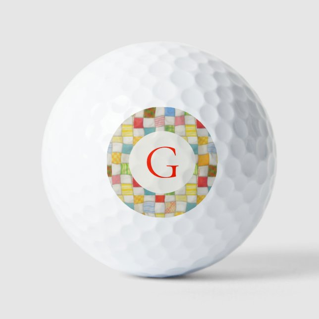 CRAZY QUILT Golf Balls + Initial (Front)