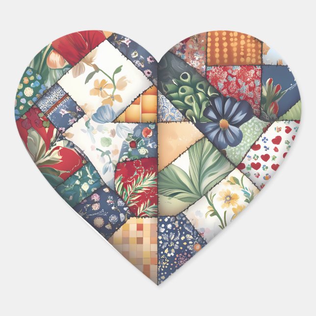 Crazy Quilt Heart Design Sticker (Front)