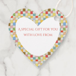 CRAZY QUILT Heart Gift Tags / White