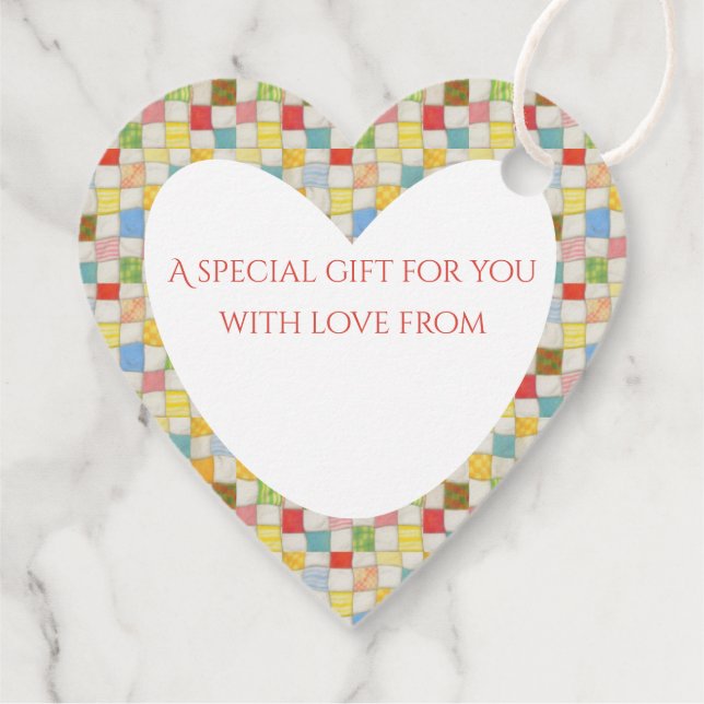 CRAZY QUILT Heart Gift Tags / White (Back)