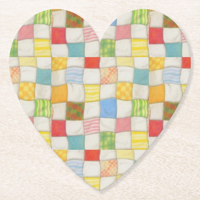 CRAZY QUILT Heart Paper Coasters (Front)
