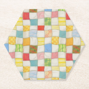 CRAZY QUILT Hexagon Paper Coasters