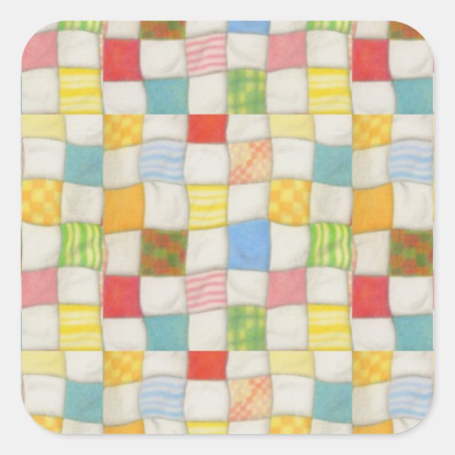 CRAZY QUILT Large Square Stickers (Front)