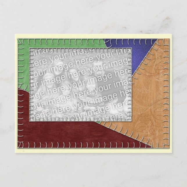 Crazy Quilt Look Photo Template Postcard (Front)
