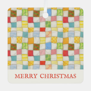 CRAZY QUILT Metal Square Ornament + Text