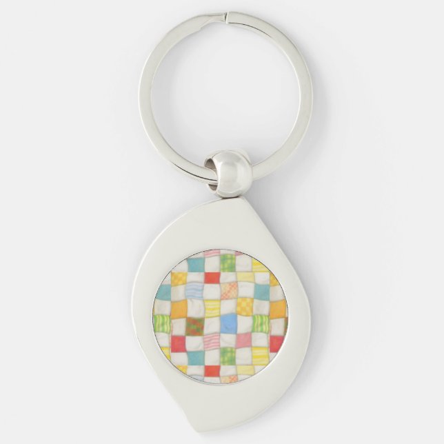 CRAZY QUILT Metal Swirl Keychain (Front)