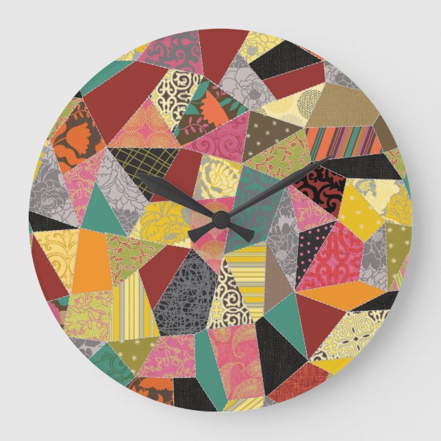 Crazy Quilt Patchwork Large Clock (Front)