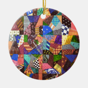 Crazy Quilt Patchwork Quilt Abstract Art Geometric Ceramic Ornament