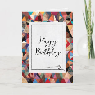 Crazy Quilt Pattern and Needle Birthday  Card