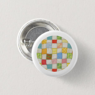 CRAZY QUILT Pin Round Button - White