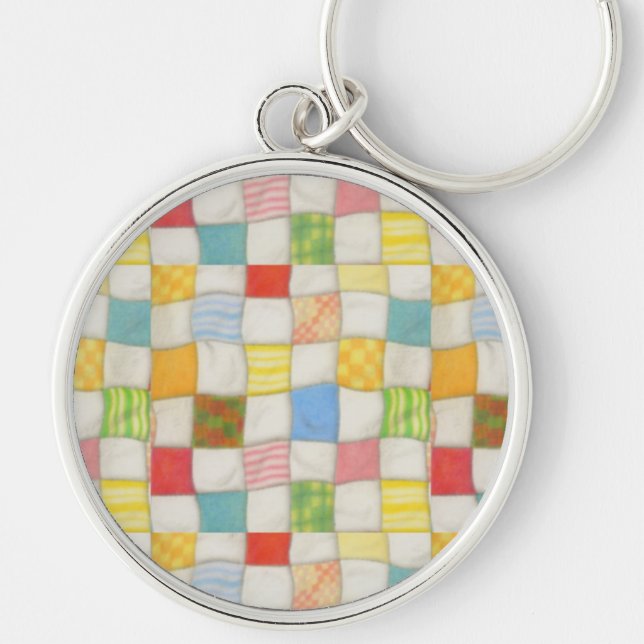 Crazy Quilt Premium Round Keychain (Front)