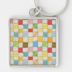 Crazy Quilt Premium Square Keychain