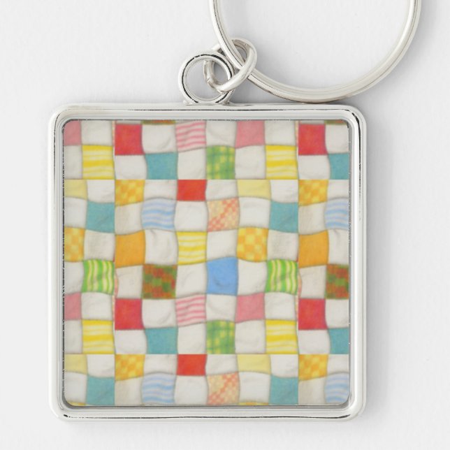 Crazy Quilt Premium Square Keychain (Front)