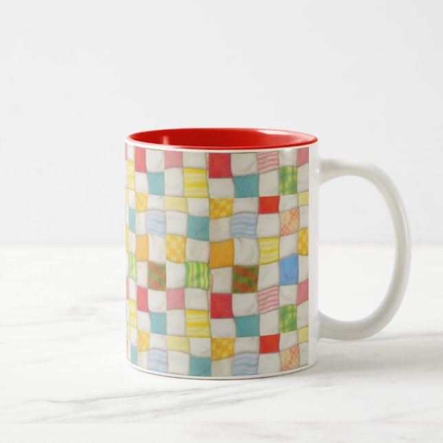 CRAZY QUILT Red Two-Tone Mug (Right)