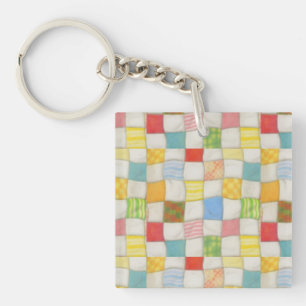 CRAZY QUILT Square Acrylic Keychain