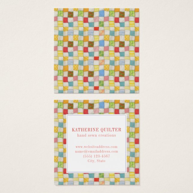 CRAZY QUILT Square Business Card  (Front & Back)