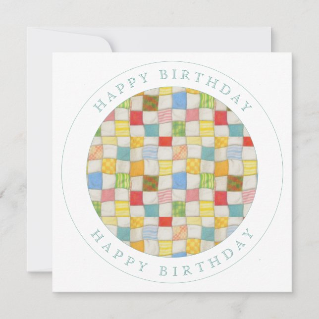 CRAZY QUILT Square Flat Birthday Card (Front)