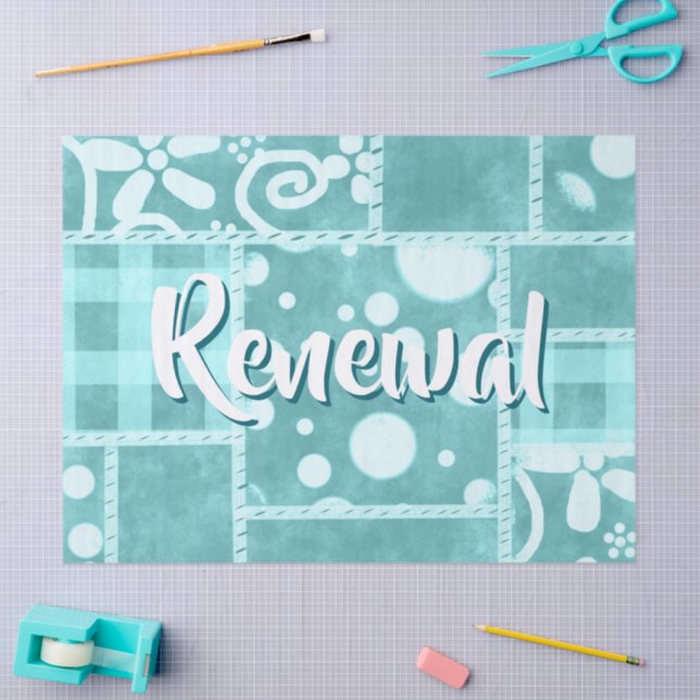 Crazy Quilt Teal Gingham Personalised Decoupage Tissue Paper (Craft)