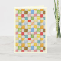 CRAZY QUILT Thank You Card / Cream