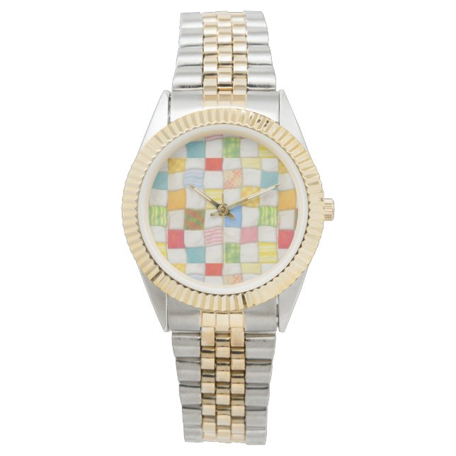 CRAZY QUILT Two-Tone Bracelet Watch (Front)