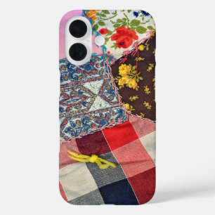 Crazy Quilt With Yarn Knot iPhone 16 Case
